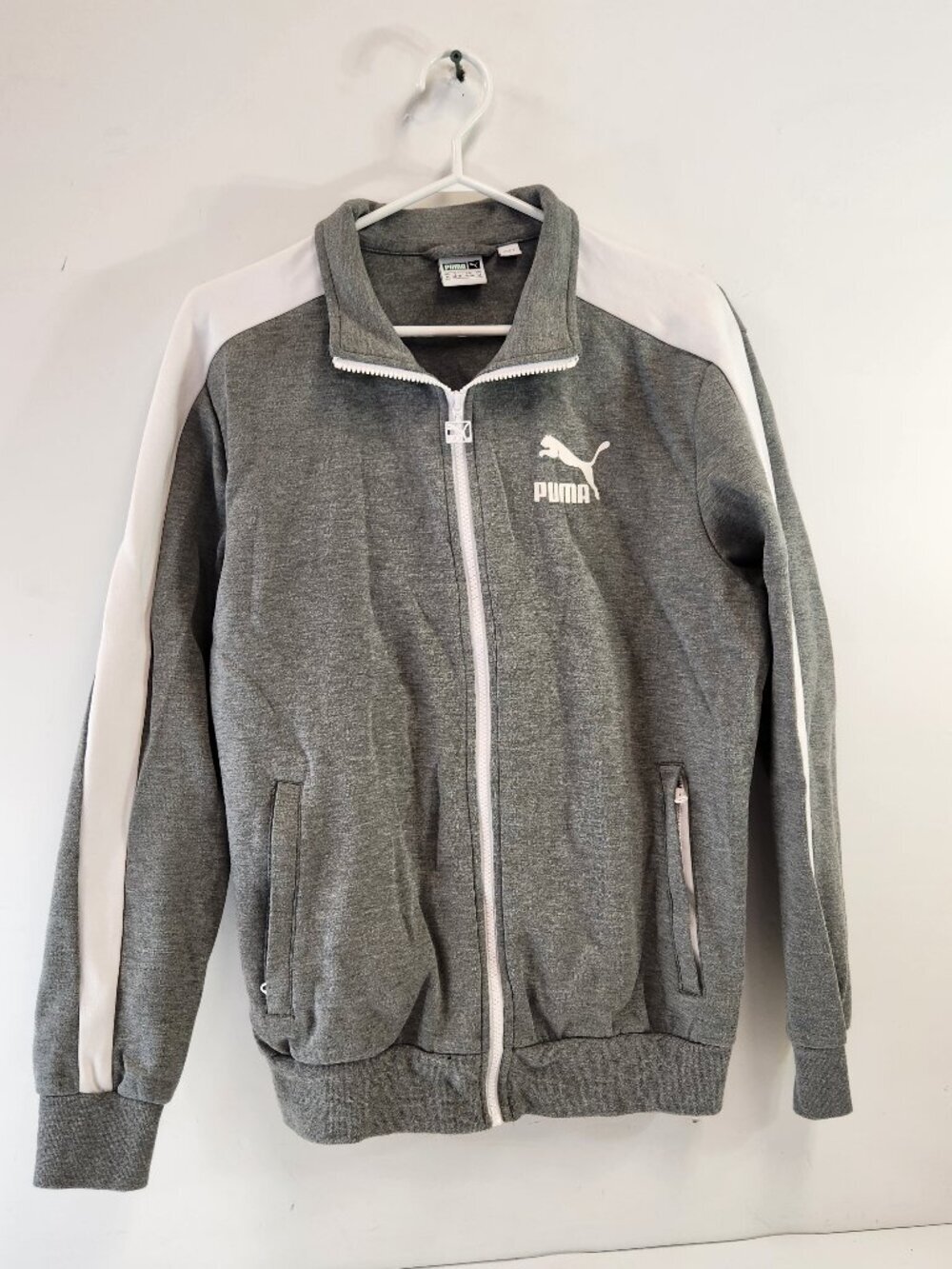 Puma T7 Track Jacket Track '68 Gray White Mens Size Medium